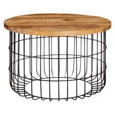 Tanner nesting coffee table coffee table: Crest Round Black Iron Frame Coffee Table Iron Wood Natural Clanbay