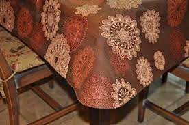 Elastic edged tablecloth black pen mandala on brown, bohemian elastic round table cloth for kitchen picnic dining indoor outdoor table fits table 44 to 54 $29.32 $ 29. Amazon Com Covers For The Home Elastic Edged Flannel Backed Vinyl Fitted Table Cover Multi Color Geometric Fitted Table Cover Vinyl Table Covers Table Cloth