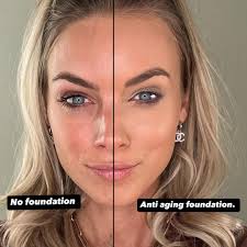 ✨ Check out my before and after using this new anti-aging foundation 👇✨ it  looks so natural! Packed with 10 powerful anti-aging ingredients, including  Apple Stem Cell Technology, vitamins A, C, and