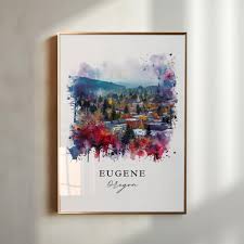 Eugene OR Wall Art, Oregon Print, Eugene Wall Art, Eugene Oregon Gift,  Travel Print, Travel Poster, Travel Gift, Housewarming Gift