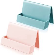 Ideal as a business card holder, when someone admires a bag you've made, casually take out your cork wallet and give them your business card. Buy 2 Pieces Business Card Holder For Desk Modern Plastic Name Card Case Display Stand Tabletop Business Card Rack For Women And Men Pink Light Blue Online In Turkey B092zvt645