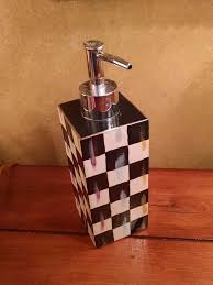 Black And White Check Soap Dispenser Whimsical Courtly Black Checkerboard Check Soap Dispenser Childs Bathroom Soap Dispenser Mackenzie Childs Inspired Soap