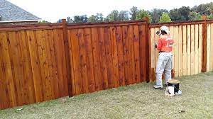 Apply stain to the fence working your way from the top to the bottom, left to right. How To Stain A Wood Fence Youtube