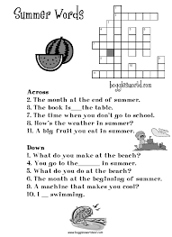Free printable summer crossword puzzles for adults. Summer Worksheets