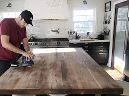 Countertop is unfinished to allow for personalization. How We Refinished Our Butcher Block Countertop Chris Loves Julia