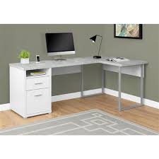One adjustable center shelf and one bottom pullout shelf. Monarch Specialties Monarch White L Shaped Computer Desk Rona