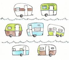 Retro Rv Illustration Happy Campers Original 8x10 Hand Drawn And Hand Colored On Etsy 24 99 Camper Drawing Camper Art Vintage Camper