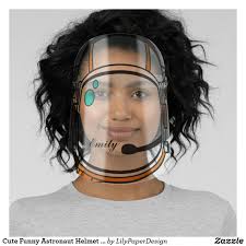 Cute Funny Astronaut Helmet Personalized Name Face Shield Zazzle Com In 2020 Astronaut Helmet Face Shield Face Shield Masks