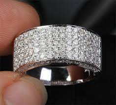 1 35ct Diamonds14kt White Gold Pave Wedding Band Women Mens Engagement Ring Mens Diamond Wedding Bands Mens Wedding Rings Engagement Rings For Men