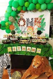 Theme Baby Boy 1st Birthday Decoration Ideas For Boy Safari Jungle Baby Shower Party Ideas Photo 1 Of 5 In 2020 Safari Baby Birthday Party Wild Birthday Party Safari Birthday Party Food