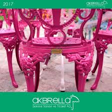 Bahcemobilyasi Bahcemobilyalari Akbrella Marka Pembe Aluminyum Dokum Sandalye Logo Etiket Goruntusu Sandalye Mobilya Semsiye