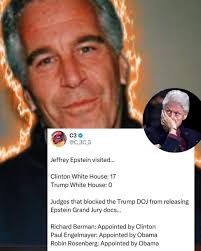 Let me be very clear, because a lot of folks are pretending not to know  this, and some don't know the truth. Jeffrey Epstein visited: Clinton White  House: 17 times Trump White