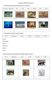 Wild Animal Habitats Worksheet
