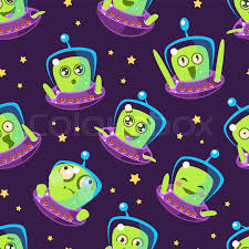 Maybe you would like to learn more about one of these? Cute Funny Alien In Spaceship Seamless Stock Vector Colourbox