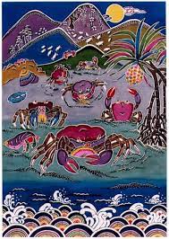 満月の美ら海 沖縄 イラスト イラスト 沖縄 紅型