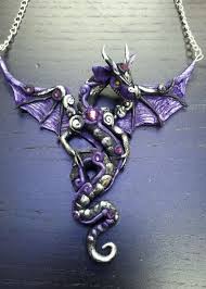 Black And Purple Dragon Logo Black And Purple Dragon Necklace By Astridmakosla On Deviantart Dragon Necklace Dragon Pendant Polymer Clay Dragon