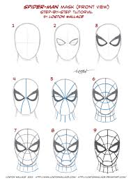 Draw a curved line below the circle, attached to it on each side. Spider Man S Mask Tutorial By Lostonwallace On Deviantart
