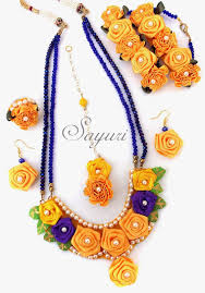 Ribbon Flower Jewelry For Haldi Function Jewels Of Sayuri Flower Jewellery For Haldi Lace Jewelry Fresh Flower Jewelry