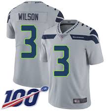 Seahawks 3 Russell Wilson Grey Alternate Mens Stitched