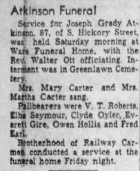 Obituary For Joseph Grady Atkinson Aged 87 Newspapers Com