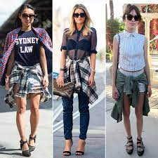 One Minute Makeover Wrap A Shirt Around Your Waist Grunge Fashion Fashion Trims Fashion