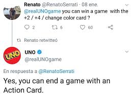 Once a player has no cards left, the hand is over. It S Confirmed You Can Indeed End An Uno Game With An Action Card Entertainment