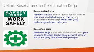 Pengertian/definisi k3 (keselamatan dan kesehatan kerja) di atas merupakan pengertian/definisi k3 yang secara umum digunakan dan diajarkan tujuan k3 adalah untuk memelihara kesehatan dan keselamatan lingkungan kerja. Kesehatan Dan Keselamatan Kerja K 3 Dan Alat