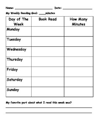 weekly reading goal chart by structured to the core tpt