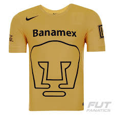 Sul petto c'è l'immancabile testa del puma, i colori sono l'oro e il blu. Nike Pumas De La Unam Home 2015 Jersey