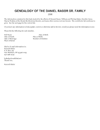GENEALOGY OF THE DANIEL RASOR SR. FAMILY