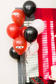 Balloon 5th Birthday Decoration Ideas For Boy Red White Black Ninja Birthday Party Kara S Party Ideas Ninja Birthday Parties Ninja Party Decorations Ninja Birthday