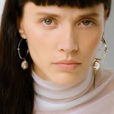 Solis' single earring with large hoop and rock crystal SOLIS OR2 G CAB AGN  BRO