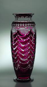 Val St Lambert Vase Rebecca 1926 Vase Cristal Double Fuchsia Taille En Draperies Joseph Simon Art Glass Vase Antique Glass Glass Art