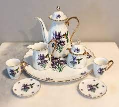 10 Pc Miniature Hummingbird On Iris Tea Set In 2020 Tea Set Miniature Tea Set Mini Tea Set