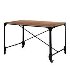 Dining tables or kitchen islands. Industrial Style Home Office Desk With Rectangular Wooden Top And Metal Legs Brown Bronze Benzara Target