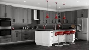 gray kitchen cabinets with white