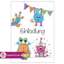 Monster einladung für den kindergeburtstag. Einladungskarten Zum Ausdrucken Motiv Monster Mausmimi Kindergeburtstag Kinderzimmer Madchen Kind Kindergeburtstag Jungen Kindergeburtstag Spiele Karten
