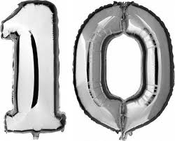 Bol Com 10 Jaar Zilveren Folie Ballonnen 88 Cm Leeftijd Cijfer Leeftijdsartikelen 10e