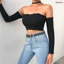 Find a gorgeous crop top and have an easy, breezy shirt to wear on summer days to show off the body. Hot Sale Women S Off Shoulder Crop Top Street Wear Long Sleeve Casual Slim Tops T Shirt Sexy Ladies Tight Short Tops Autumn Tops T Shirts Aliexpress