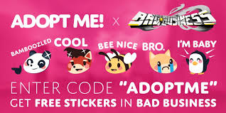 However, the 'pets' section of the backpack was added long before that. Adopt Me On Twitter You Can Get Free Adopt Me Stickers In Ruddevmedia S Bad Business By Using The Code Adoptme In Game Bad Business Https T Co 9n8zqcrxu3 Https T Co Dpyquodcmc