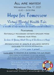 Aug 26, 2020 · mental illness can affect anyone, regardless of intelligence, social class or income level. Hope For Tomorrow Virtual Mental Health Fair Minding Your Mind