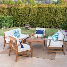 Perla Outdoor Acacia Wood 9 Piece Sofa Set With Cushions By Christopher Knight Home Patio Furniture Deals Outdoor Furniture Sets Patio Furnishings