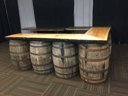 L Shaped Bar With 5 Whiskey Barrels L Shaped Bar Barrel Bar Wine Barrel
