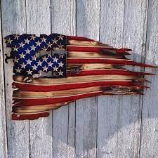 This Tattered American Flag Has Been Built With Solid Spruce And Stained With The Old Glorys Tradi American Flag Wood Wooden American Flag Rustic American Flag
