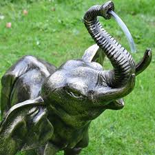 This modern floor fountain provides an elegant addition to your yard, and gives your garden visual interest with its timeless design. Elephant Calf Water Fountain Black Country Metalworks