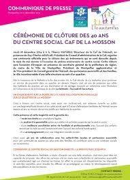 1, place georges frêche 34267 montpellier cedex 2. Cloture Des 40 Evenements Pour Les 40 Ans Du Centre Social Caf L Ile Aux Familles Pdf Free Download