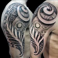 75 Tribal Arm Tattoos Fur Manner Interwoven Line Design Ideen