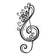 Cle De Sol Vecteur Floral Decoratif Treble Clef A Motifs Musicale Connexion Tatouage Cle De Sol Idees De Tatouages Tatouage Clef De Sol
