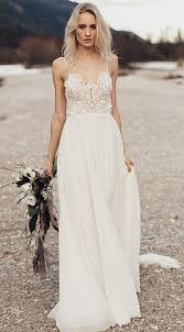 Lace Spaghetti Strap Chiffon Backless Beach Wedding Dresses W324 Bridal Dress Beach Wedding Beach Wedding Dresses Backless Long Wedding Dresses