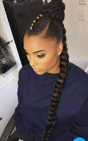 Ponytail Hairstyles For Black Girls Natural Afro Hairstyles Natural Hair Styles Braided Ponytail Hairstyles